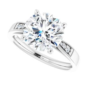 Rings 14K White  9.4 mm Round Engagement Ring Mounting