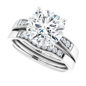 Rings 14K White  9.4 mm Round Engagement Ring Mounting
