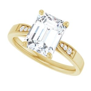 Rings 14K Yellow  9x7 mm Emerald Engagement Ring Mounting