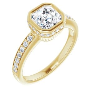 Rings 14K Yellow  6 mm Asscher Engagement Ring Mounting
