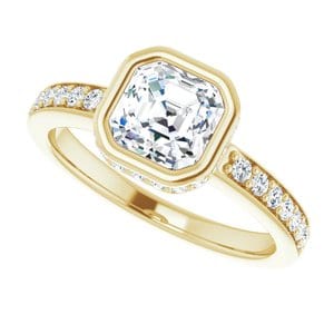 Rings 14K Yellow  6 mm Asscher Engagement Ring Mounting
