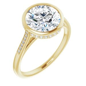 Rings 14K Yellow  9 mm Round Engagement Ring Mounting