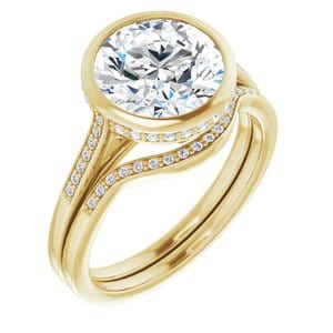 Rings 14K Yellow  9 mm Round Engagement Ring Mounting