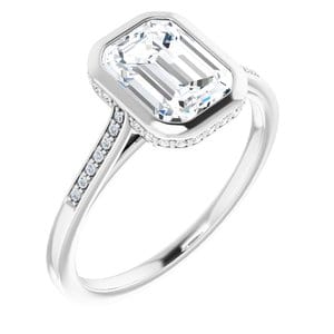 Rings 14K White  8x6 mm Emerald Engagement Ring Mounting