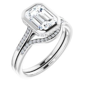 Rings 14K White  8x6 mm Emerald Engagement Ring Mounting