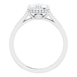 Rings 14K White  8x6 mm Emerald Engagement Ring Mounting