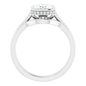 Rings 14K White  8x6 mm Emerald Engagement Ring Mounting