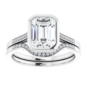 Rings 14K White  8x6 mm Emerald Engagement Ring Mounting