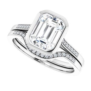Rings 14K White  8x6 mm Emerald Engagement Ring Mounting