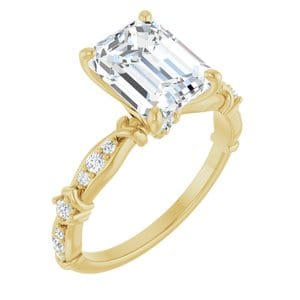 Rings 10K Yellow  9x7 mm Emerald Engagement Ring Mounting