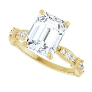 Rings 10K Yellow  9x7 mm Emerald Engagement Ring Mounting