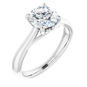 Rings 14K White  7 mm Round Solitaire Engagement Ring Mounting