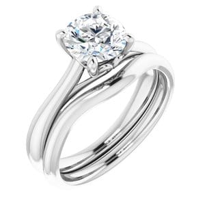 Rings 14K White  7 mm Round Solitaire Engagement Ring Mounting