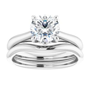 Rings 14K White  7 mm Round Solitaire Engagement Ring Mounting