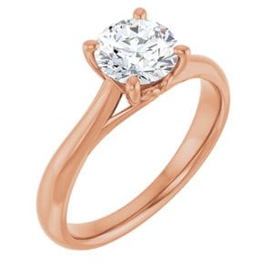 Rings 14K Rose  6.5 mm Round Solitaire Engagement Ring Mounting