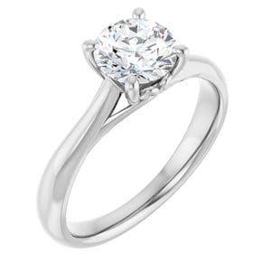 Rings 14K White  6.5 mm Round Solitaire Engagement Ring Mounting