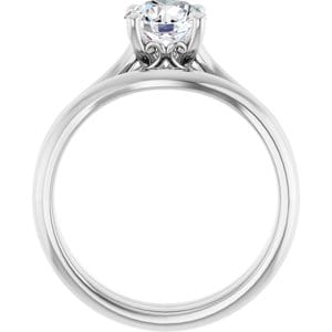 Rings 14K White  6.5 mm Round Solitaire Engagement Ring Mounting