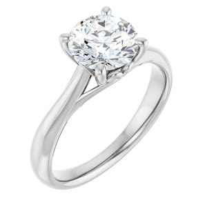 Rings Platinum  7.4 mm Round Solitaire Engagement Ring Mounting