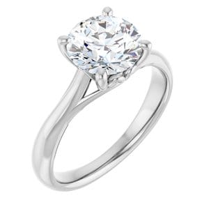 Rings 14K White  8 mm Round Solitaire Engagement Ring Mounting