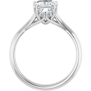 Rings 14K White  7 mm Cushion Solitaire Engagement Ring Mounting