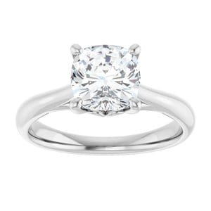 Rings 14K White  7 mm Cushion Solitaire Engagement Ring Mounting