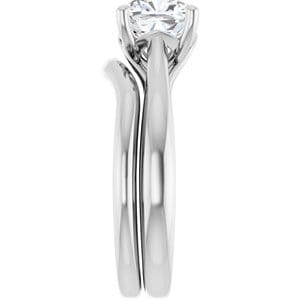 Rings 14K White  7 mm Cushion Solitaire Engagement Ring Mounting