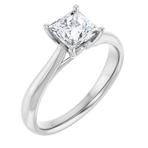 Rings 14K White  5.5 mm Square Solitaire Engagement Ring Mounting