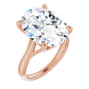 Rings 14K Rose  16x12 mm Oval Solitaire Engagement Ring Mounting