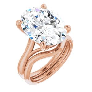 Rings 14K Rose  16x12 mm Oval Solitaire Engagement Ring Mounting