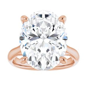 Rings 14K Rose  16x12 mm Oval Solitaire Engagement Ring Mounting