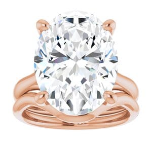 Rings 14K Rose  16x12 mm Oval Solitaire Engagement Ring Mounting