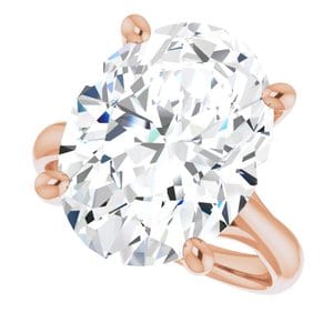 Rings 14K Rose  16x12 mm Oval Solitaire Engagement Ring Mounting