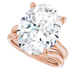 Rings 14K Rose  16x12 mm Oval Solitaire Engagement Ring Mounting
