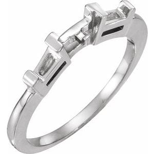 Rings 14K White 5.5 mm Square Side-Stone Engagement Ring Mounting