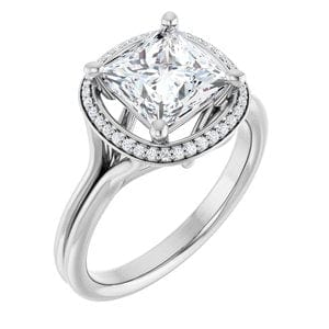 Rings 14K White  7 mm Square Engagement Ring Mounting