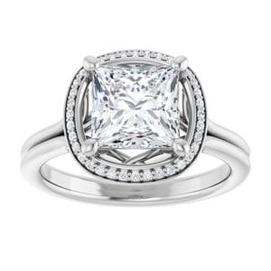 Rings 14K White  7 mm Square Engagement Ring Mounting