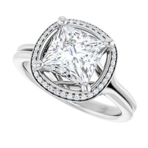 Rings 14K White  7 mm Square Engagement Ring Mounting