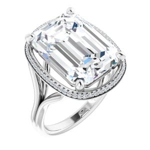 Rings 14K White  15x11 mm Emerald Engagement Ring Mounting