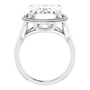 Rings 14K White  15x11 mm Emerald Engagement Ring Mounting