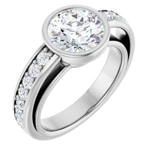 Rings 14K White 8.2 mm Round Engagement Ring Mounting