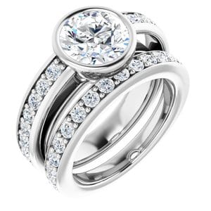 Rings 14K White 8.2 mm Round Engagement Ring Mounting