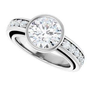 Rings 14K White 8.2 mm Round Engagement Ring Mounting