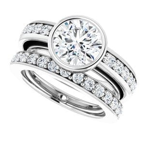 Rings 14K White 8.2 mm Round Engagement Ring Mounting