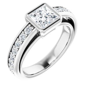 Rings 14K White 5.5x5.5 mm Square Engagement Ring Mounting