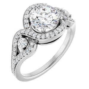 Rings 14K White  7 mm Round Engagement Ring Mounting