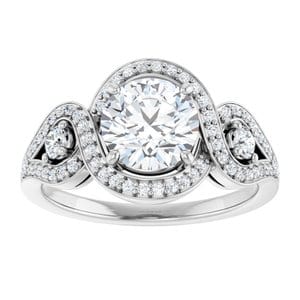 Rings 14K White  7 mm Round Engagement Ring Mounting