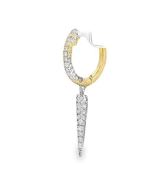 14KY & WG 1/4CTW DIAMOND SPIKE DANGLE HOOP EARRING