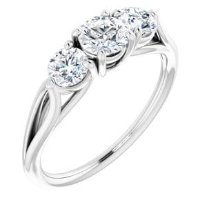 Rings 14K White  4.8 mm Round Engagement Ring Mounting