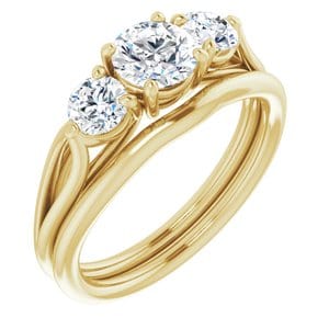 Rings 14K Yellow  5.5 mm Round Engagement Ring Mounting
