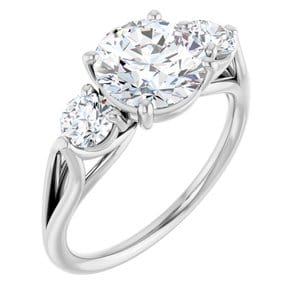 Rings 14K White  8 mm Round Engagement Ring Mounting